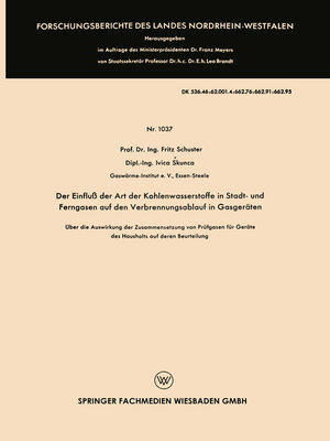 cover image of Der Einfluß der Art der Kohlenwasserstoffe in Stadt- und Ferngasen auf den Verbrennungsablauf in Gasgeräten